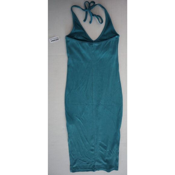 Old Navy 880312-02-1 Women's Sz Small Aqua Blue Ribbed Midi Halter Dress - Picture 2 of 7